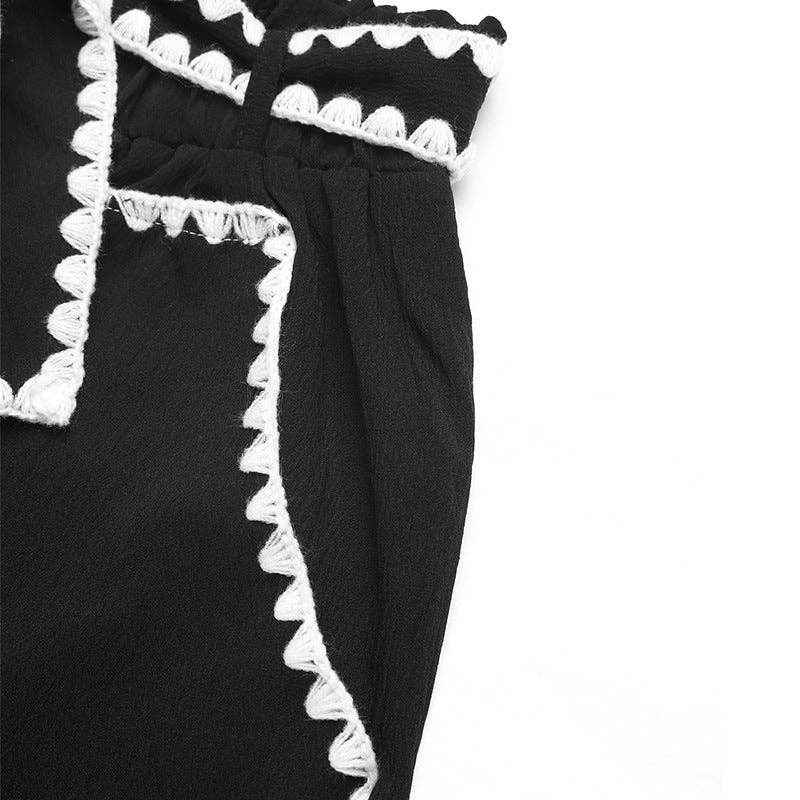High Waist Wide Leg Drawstring Vacation Pants
