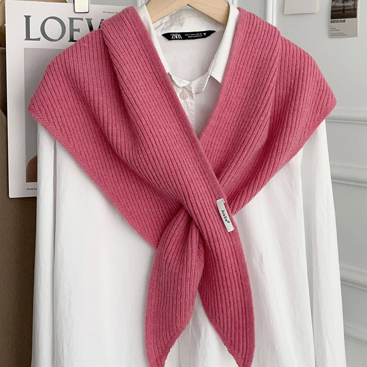 Solid Cross Triangle Shawl Casual Wrap_CWOV00265: BLUE / (OS) 1