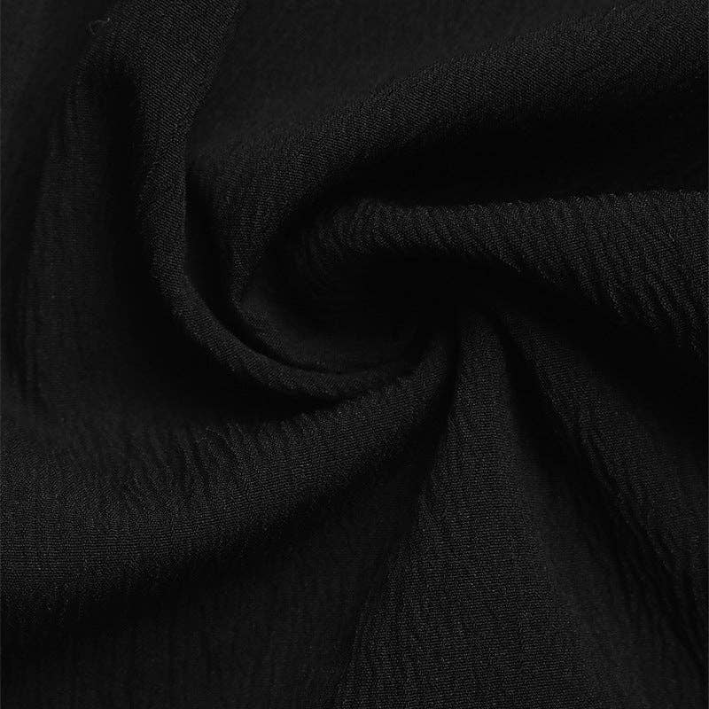 High Waist Wide Leg Drawstring Casual Pants: Black / 97%Polyester+3% Elastane / S