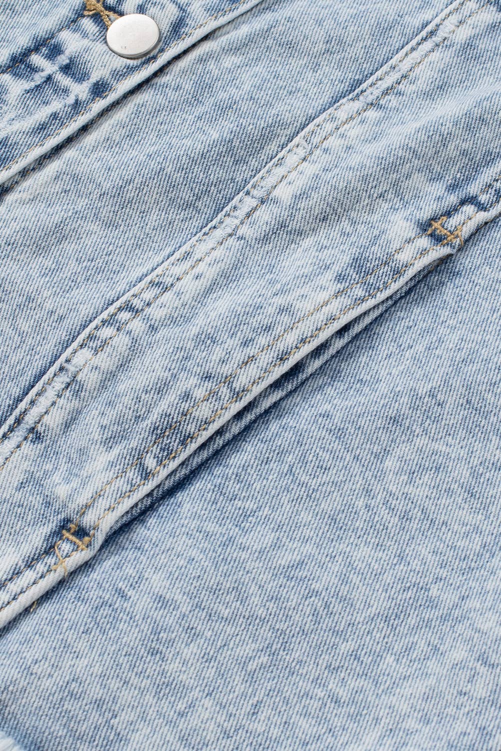 Lapel Distressed Raw Hem Buttons Denim Jacket (S-2XL): Blue / Missy / S