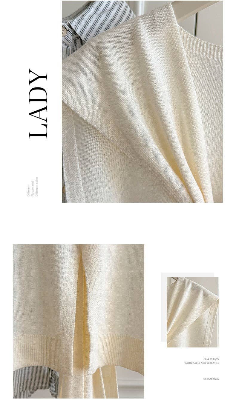 Slit Design Solid Color Knit Wrap Shawl: Red
