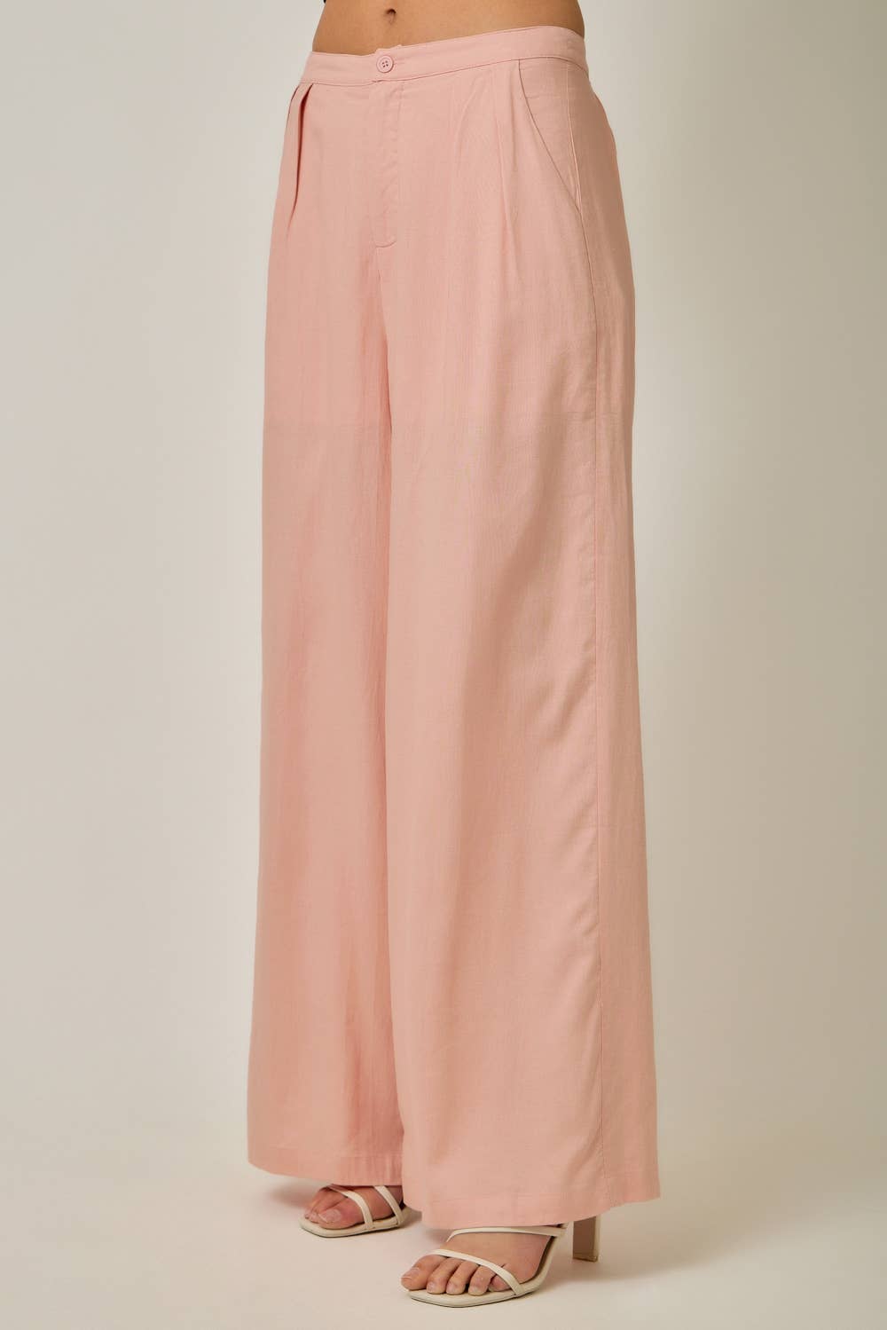 71232 Soft Linen Wide Leg Pants: Dusty Rose / Large
