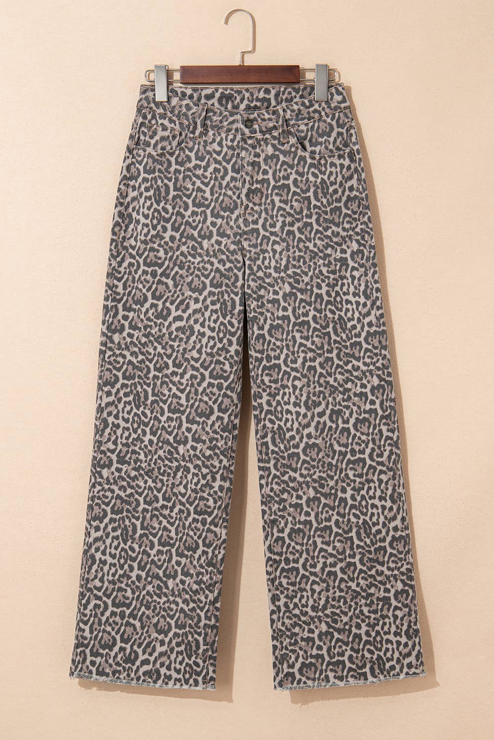 Western Leopard Love Edge Wide Leg High Waist Jeans