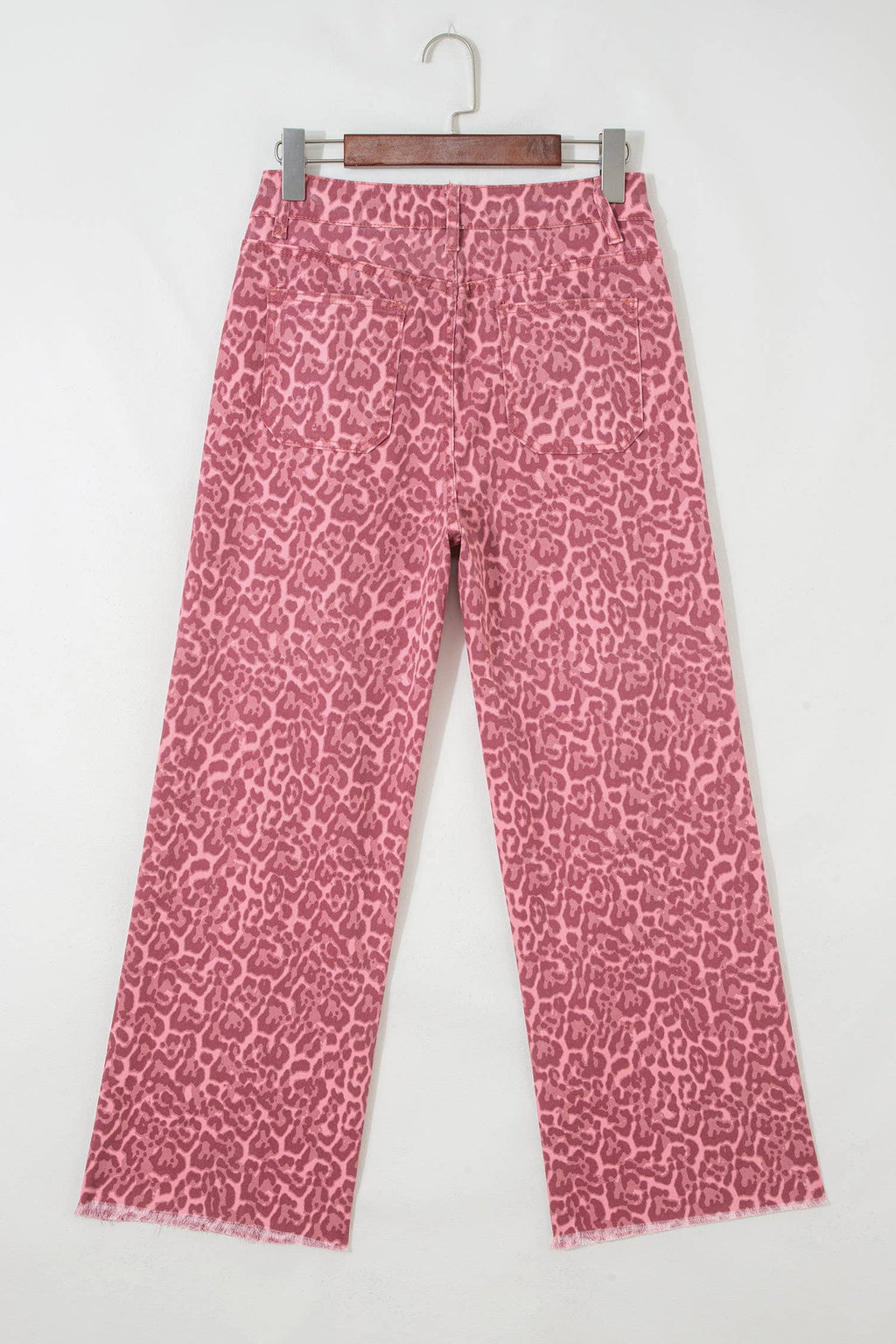 66 Western Leopard Love Edge Wide Leg High Waist Jeans: Light Gray / 6
