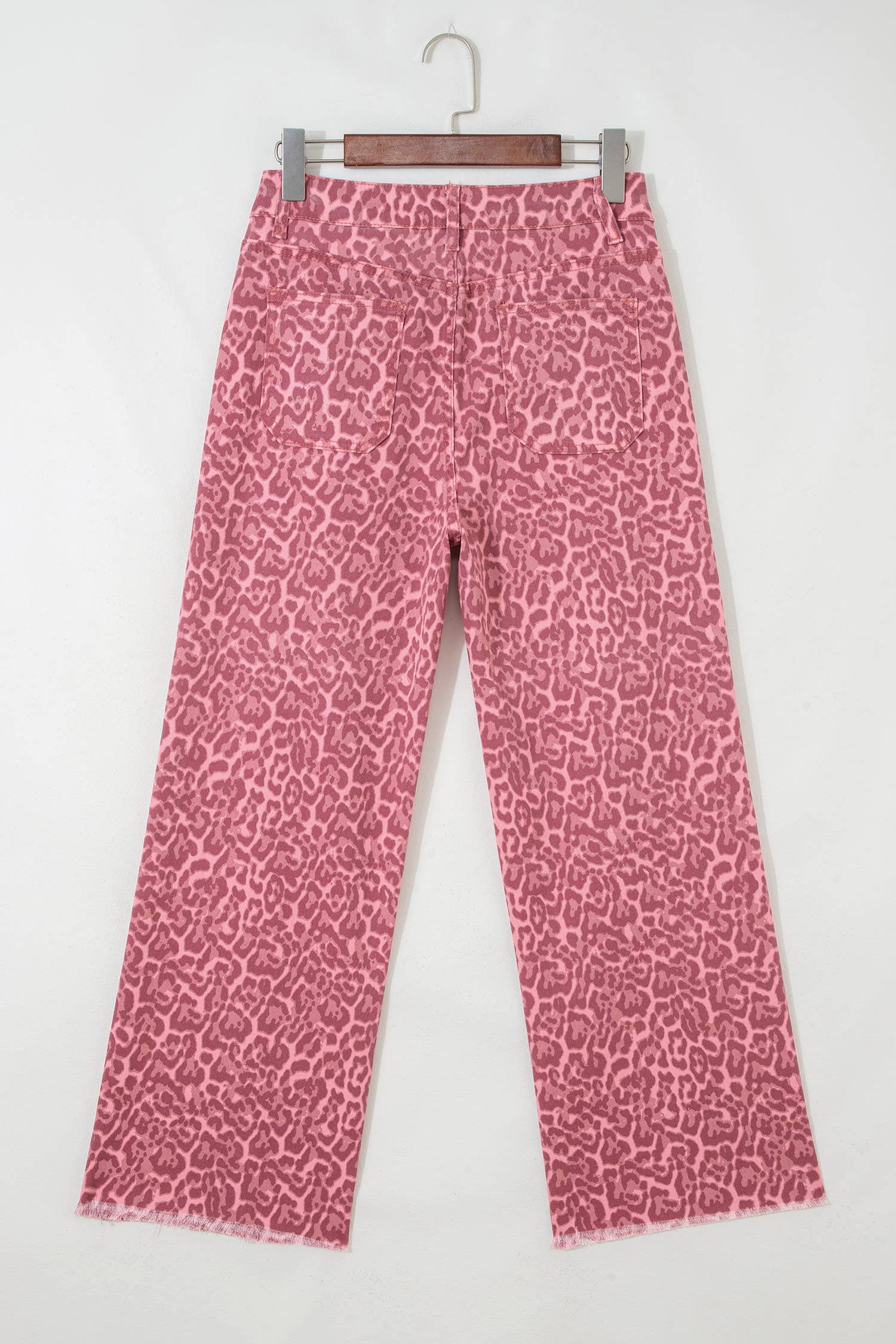 66 Western Leopard Love Edge Wide Leg High Waist Jeans: Light Gray / 14