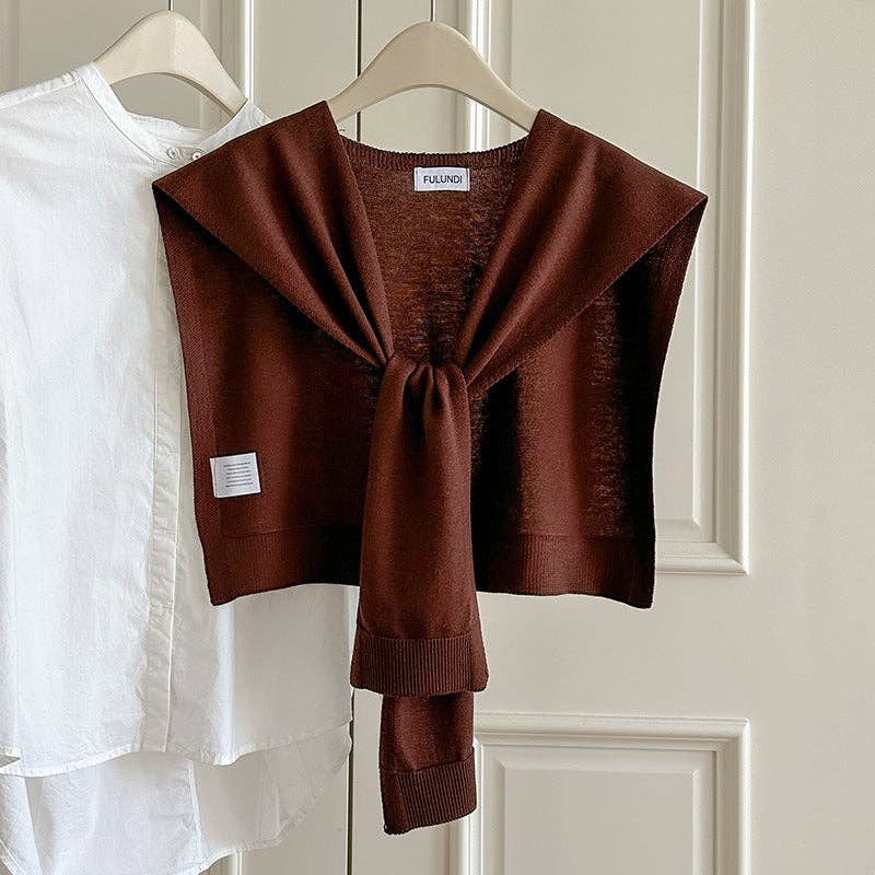 Slit Design Solid Color Knit Wrap Shawl: Red
