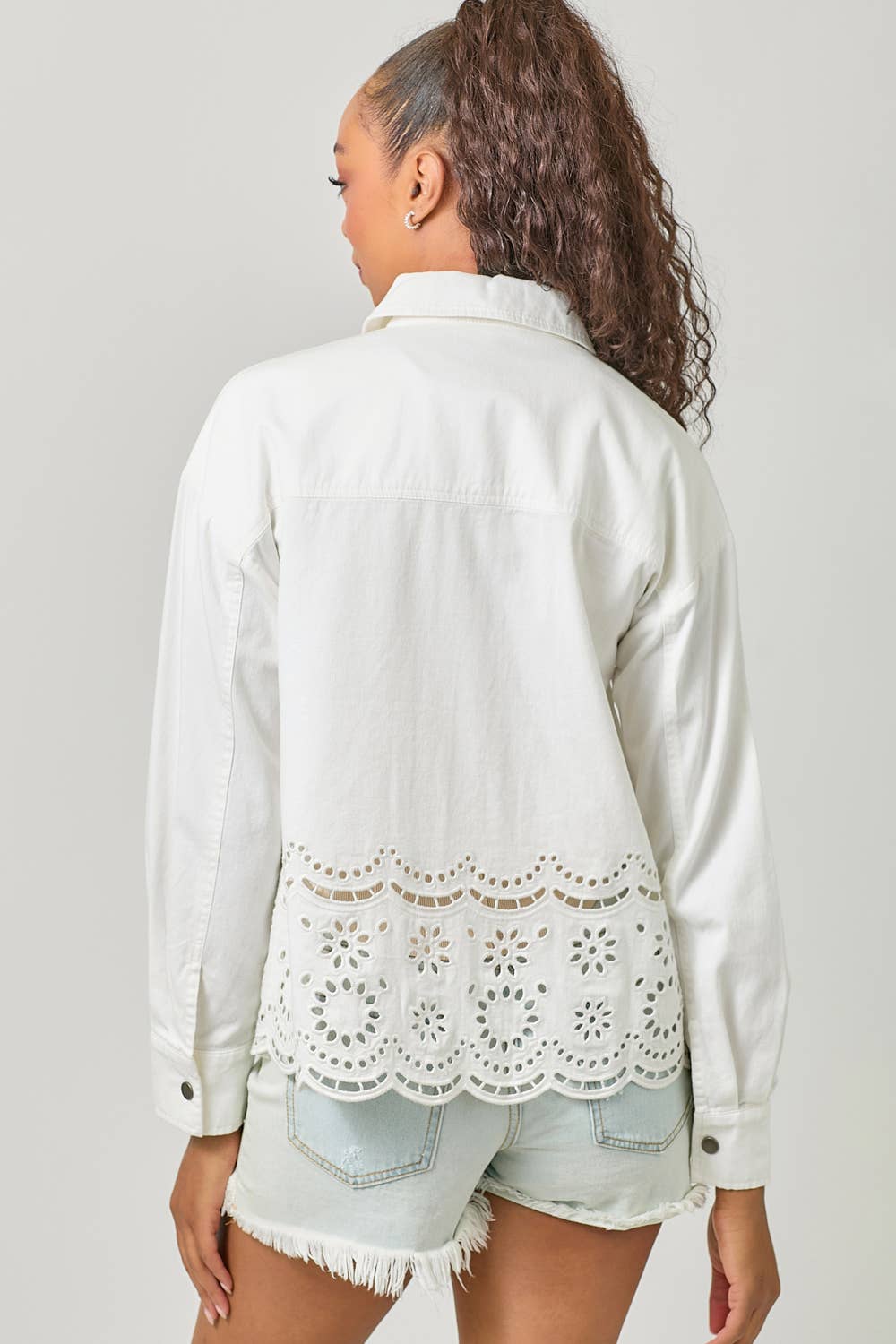 60962 Eyelet Punching Detail Jacket: Washed Grapefruit / Small