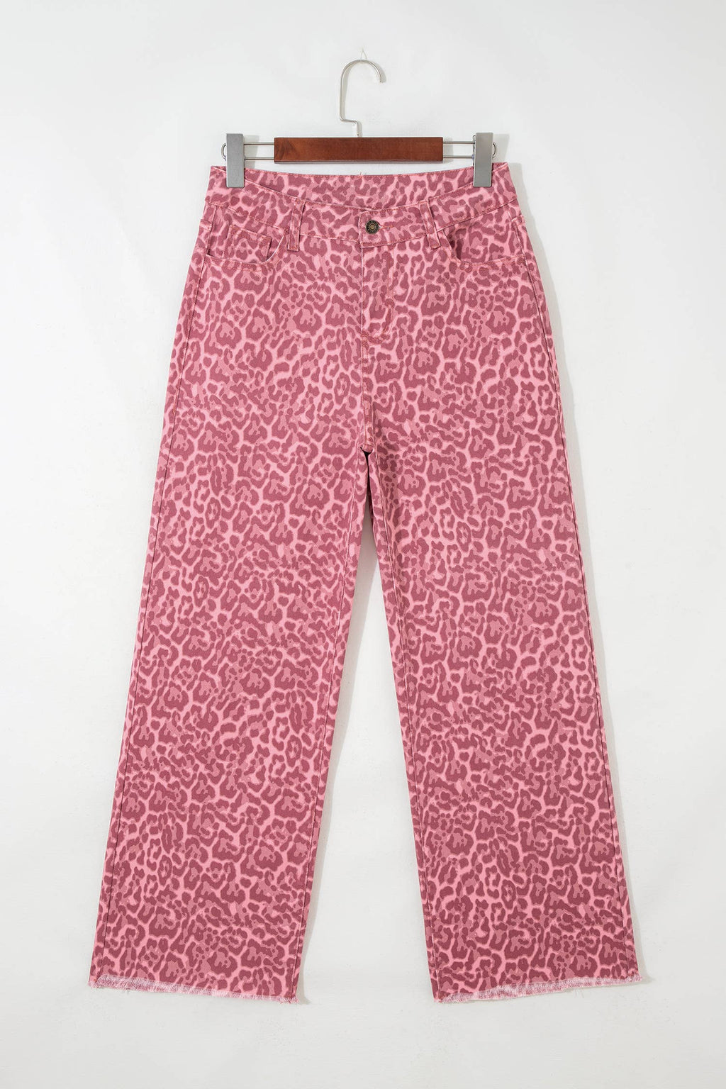 66 Western Leopard Love Edge Wide Leg High Waist Jeans: Light Gray / 10