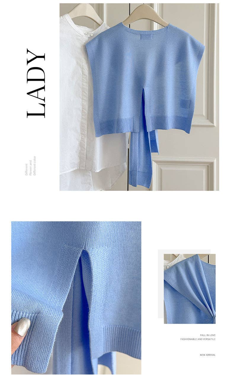 Slit Design Solid Color Knit Wrap Shawl: Red