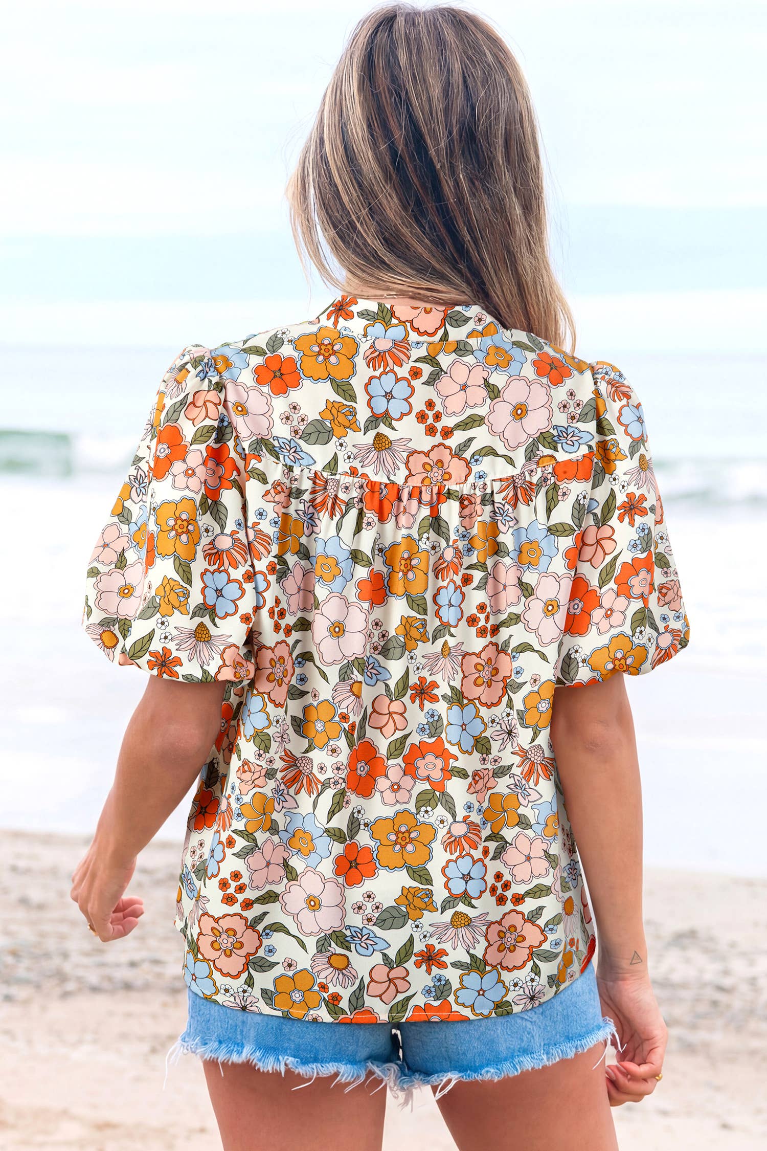 Boho Half Sleeve Floral Blouse