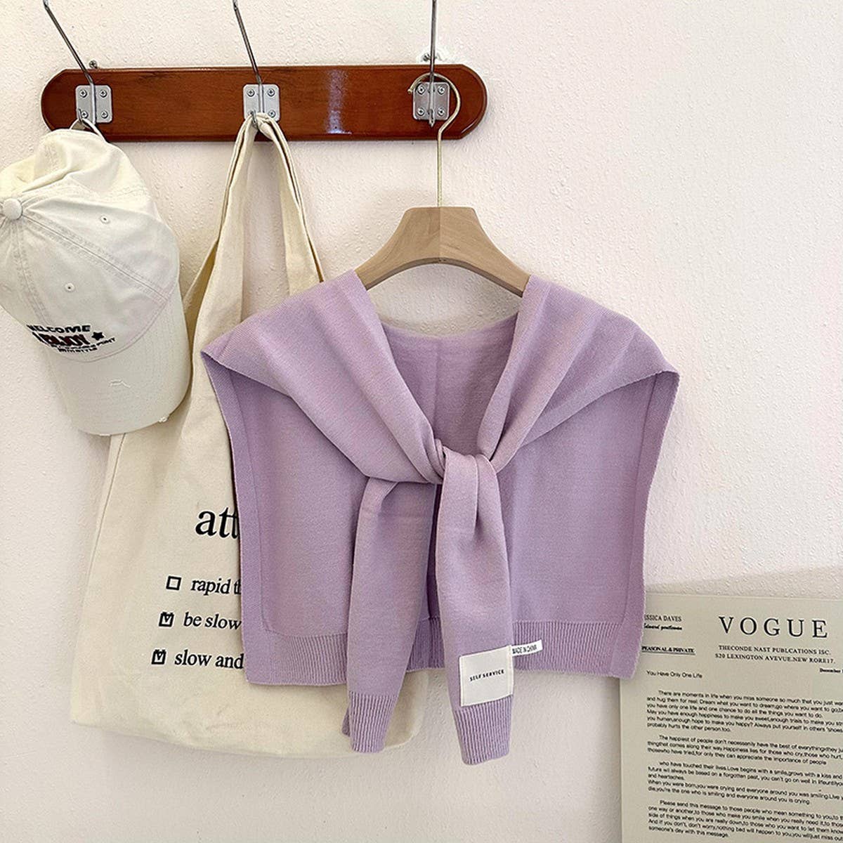 Solid Color Knitted Knotted Shawl–Casual & Cozy _CWASC0757: Pink / (OS) 2