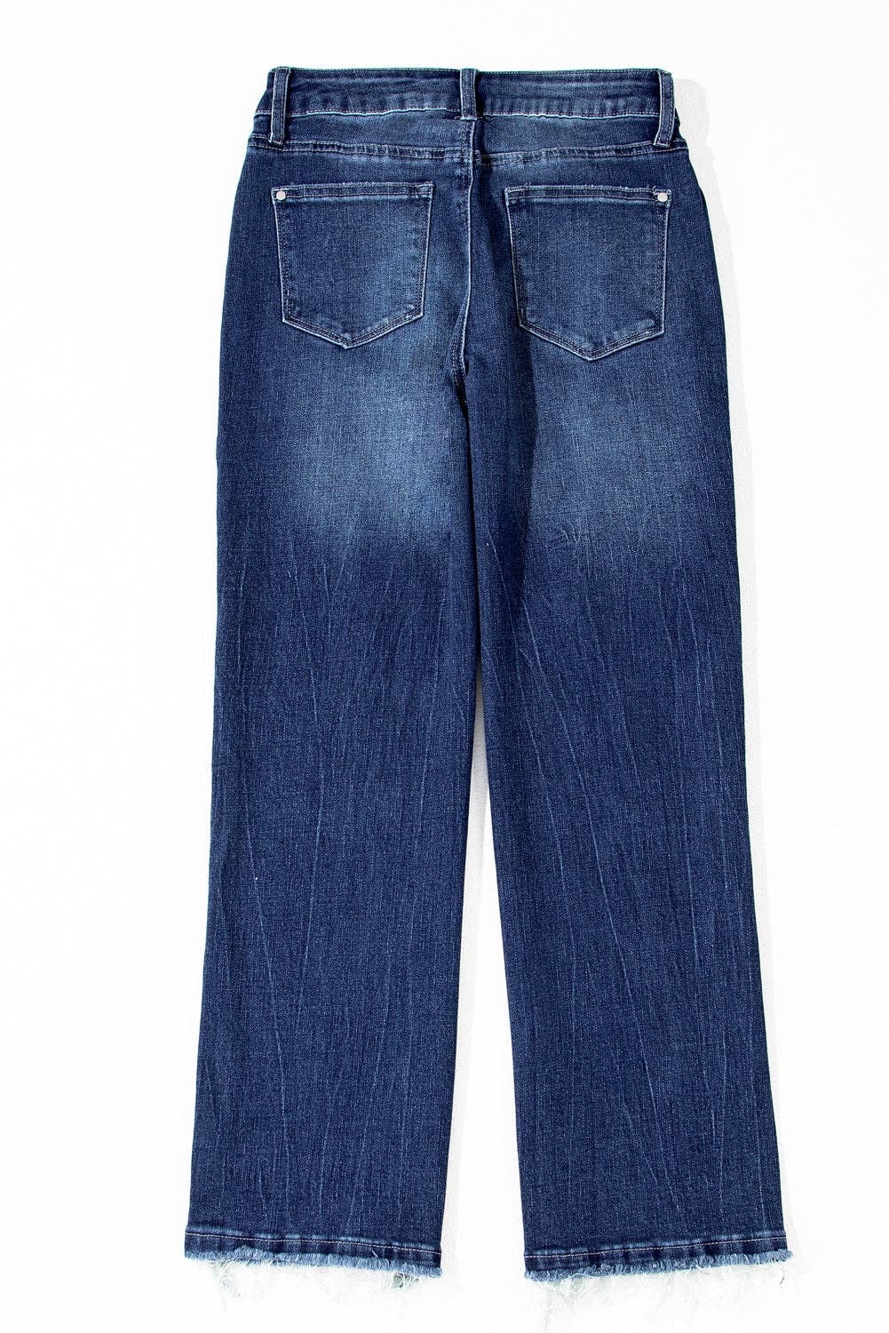 High Waist Flared Jeans with Raw Hem: Sail Blue / 71%Cotton+27.5%Polyester+1.5%Elastane / 16