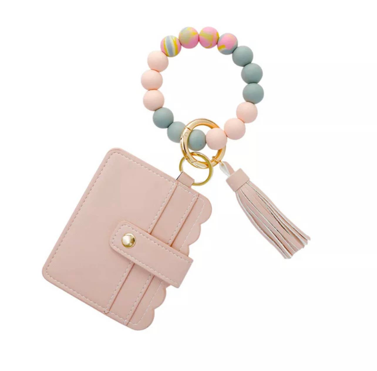 Wallet Wristlet Silicone Bead Tassel Keychain