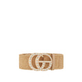 Rhinestone GO Charm Elastic Belt: TAN