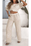 Floral Relaxed Two-Piece Set: BEIGE / S