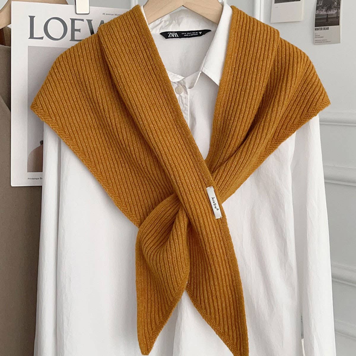 Solid Cross Triangle Shawl Casual Wrap_CWOV00265: BLUE / (OS) 1