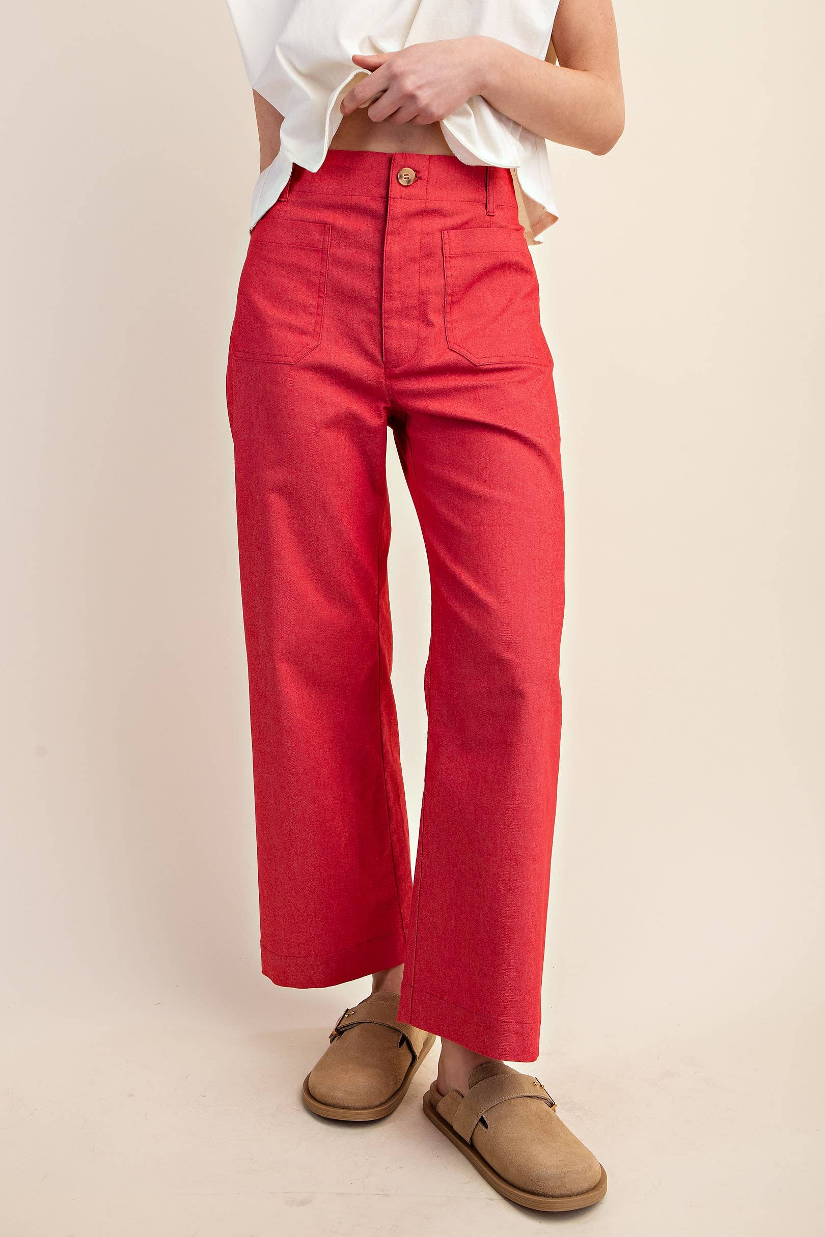 Ankle Cropped Summer Pants: RASPBERRY / 2-2-2 (S-M-L)