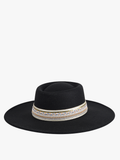 HAT2188 Blaze Multi Trim Wide Brim Fedora: Black