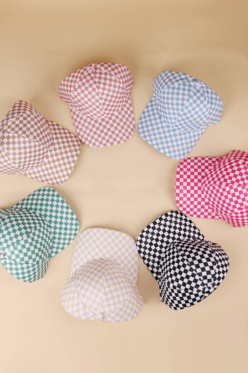 Checkered Pattern Baseball Cap: BEIGE / 1(ONE SIZE)