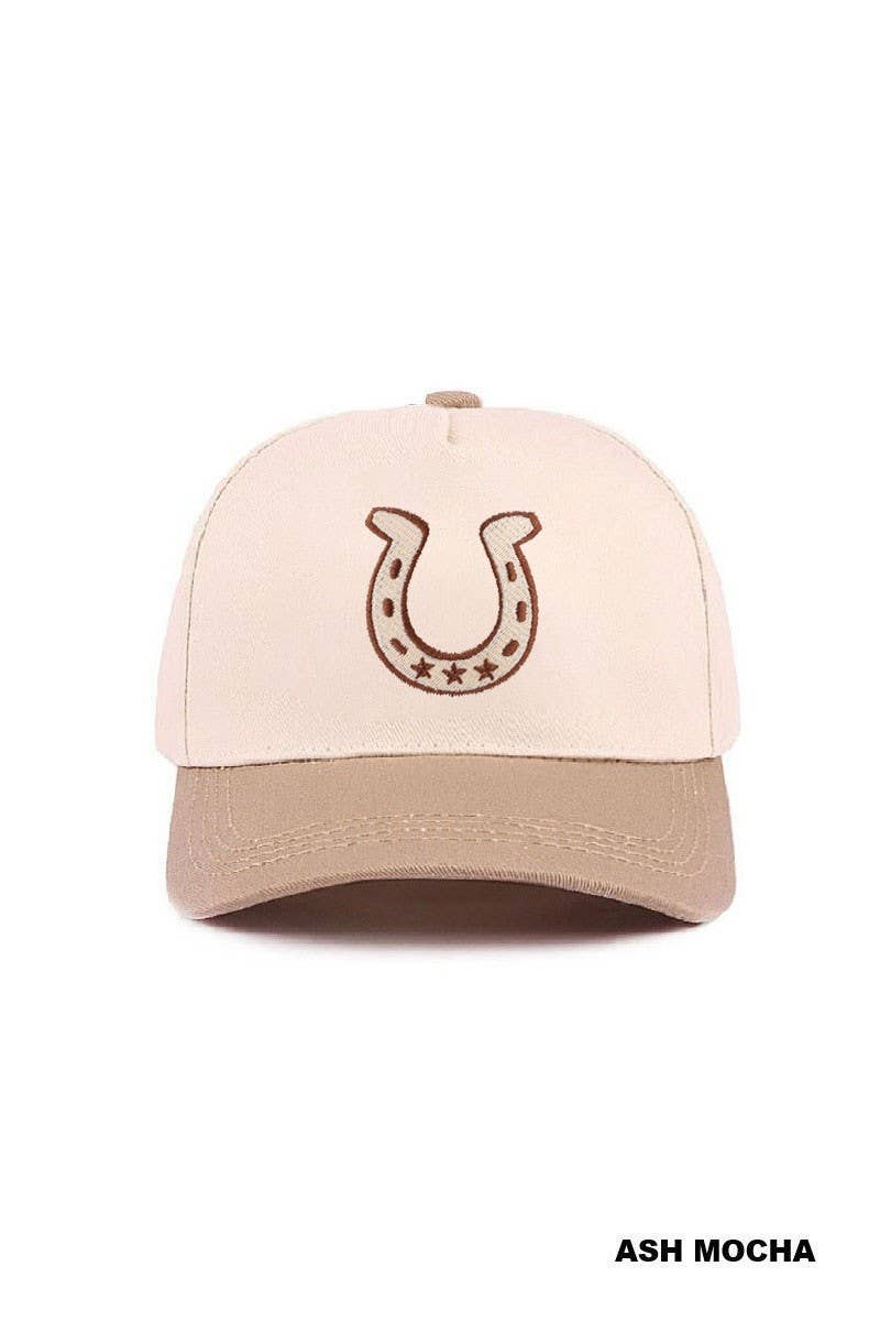Horseshoe Two Tone Cotton Hat: FLORAL / 1(ONE SIZE)