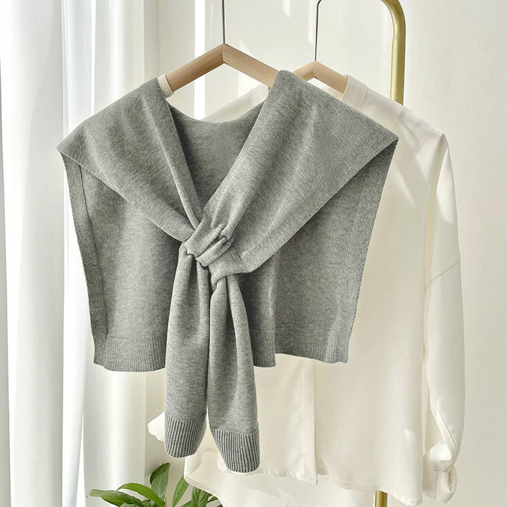 Solid Color Knitted Knotted Shawl–Casual & Cozy _CWASC0757: Beige / (OS) 2