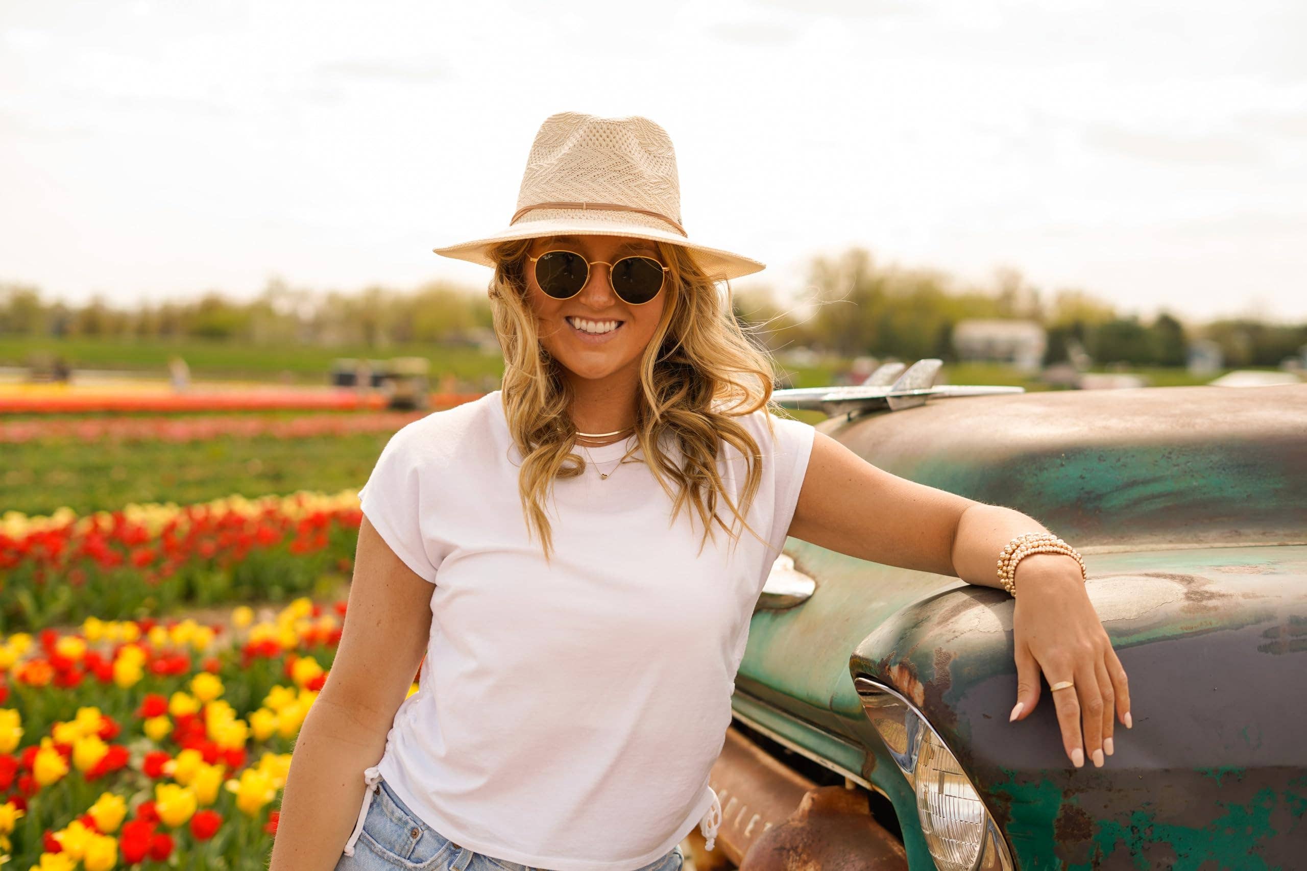 Women’s Fedora Wide Brim Panama Hat - Rope Trim - Desert