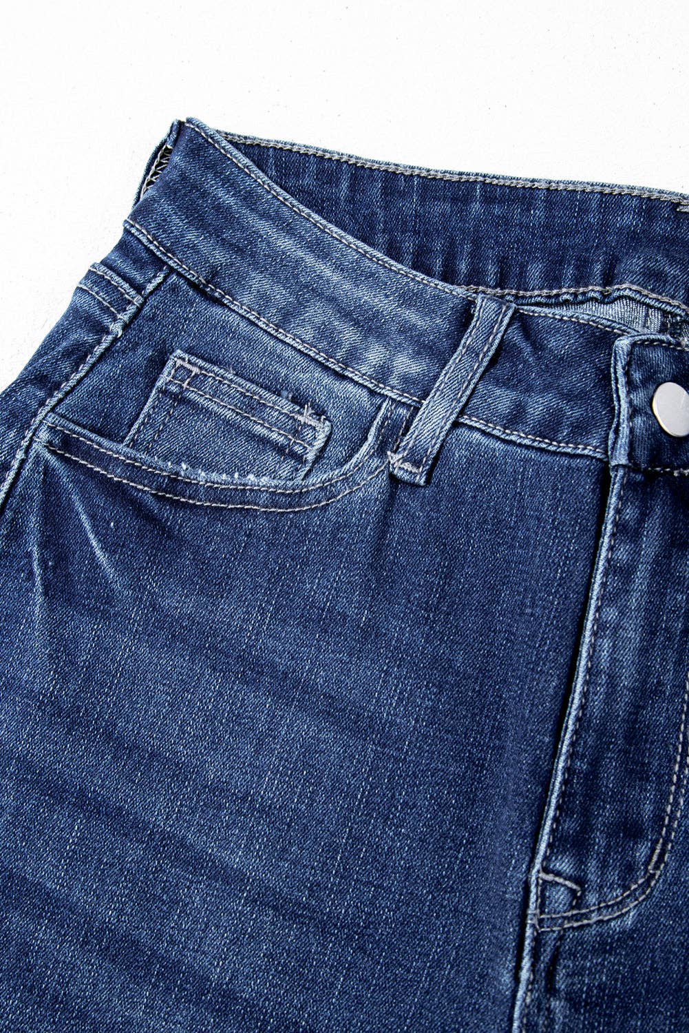 High Waist Flared Jeans with Raw Hem: Sail Blue / 71%Cotton+27.5%Polyester+1.5%Elastane / 16