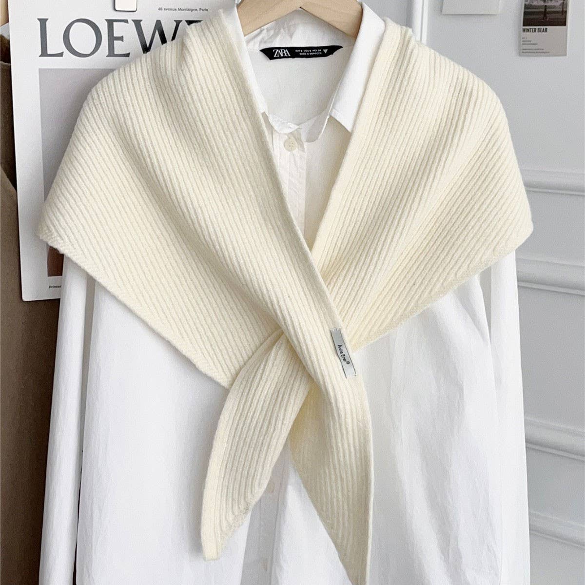 Solid Cross Triangle Shawl Casual Wrap_CWOV00265: KHAKI / (OS) 1