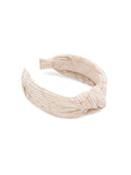 EYELET STRIPED HEADBAND: TAN
