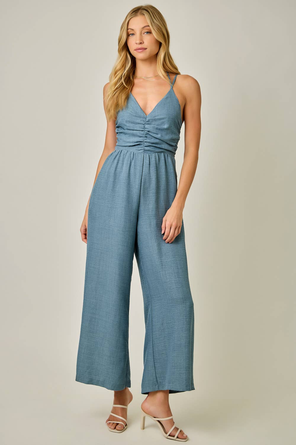 Washed Gauze Halter Tie Jumpsuit