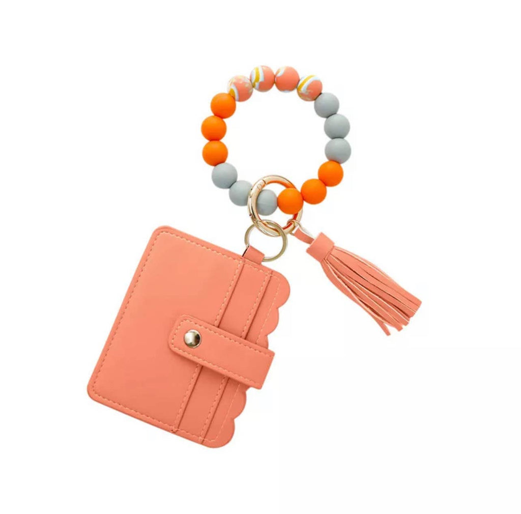 Wallet Wristlet Silicone Bead Tassel Keychain