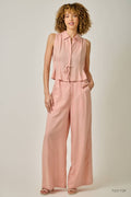 71232 Soft Linen Wide Leg Pants: Dusty Rose / Small