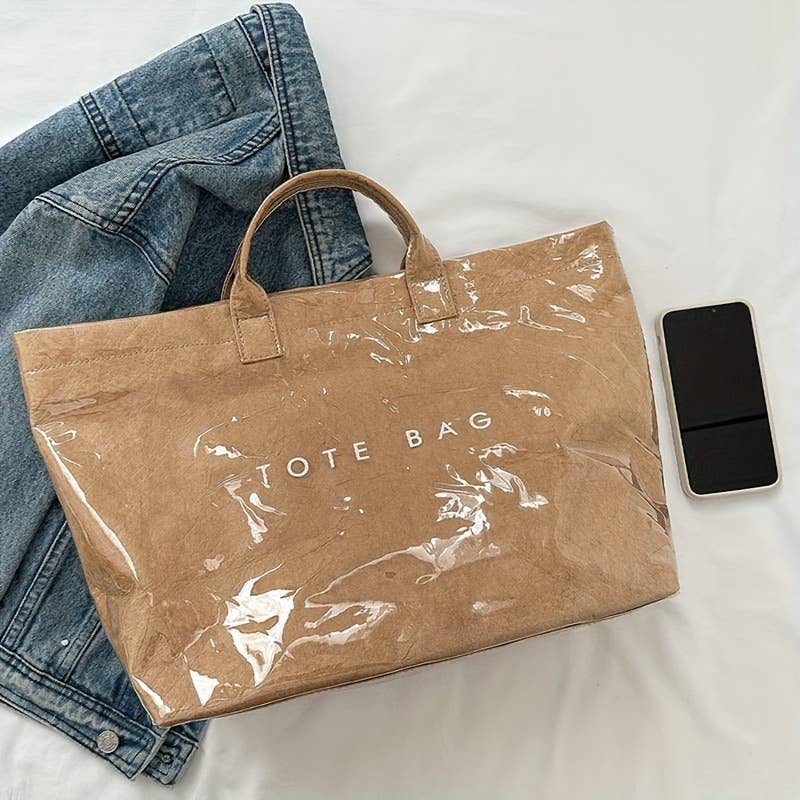 PVC Tote Bag for Women Clear Plastic Handbag Large Work: Blue