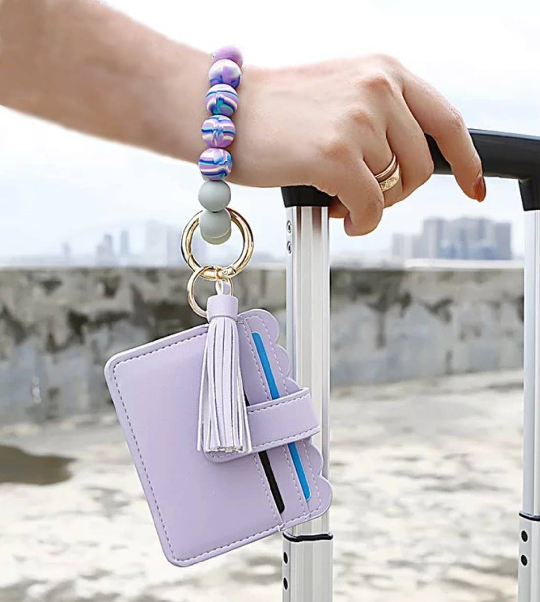 Wallet Wristlet Silicone Bead Tassel Keychain