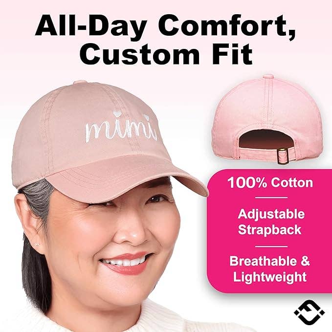 Embroidered Low Profile Baseball Cap - Mimi - Pink