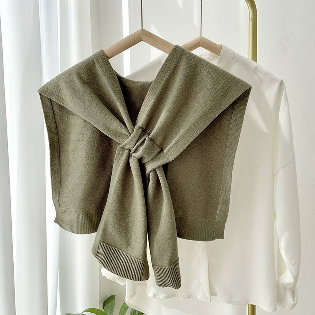 Solid Color Knitted Knotted Shawl–Casual & Cozy _CWASC0757: MAUVE / (OS) 2