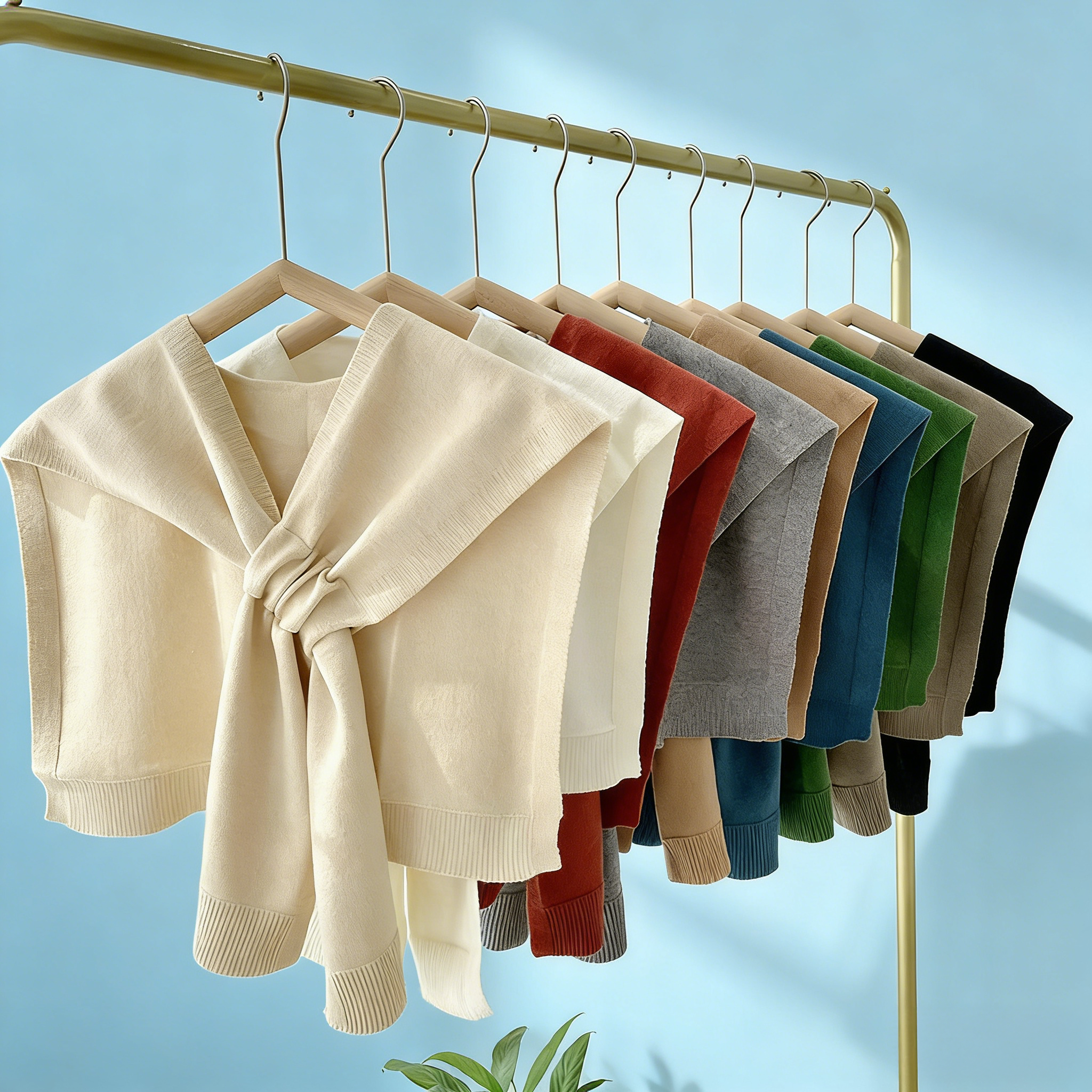 Solid Color Knitted Knotted Shawl–Casual & Cozy _CWASC0757: Beige / (OS) 2