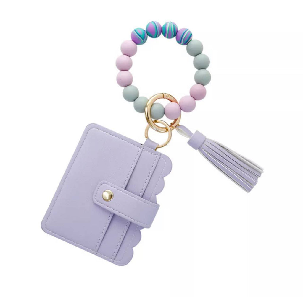 Wallet Wristlet Silicone Bead Tassel Keychain