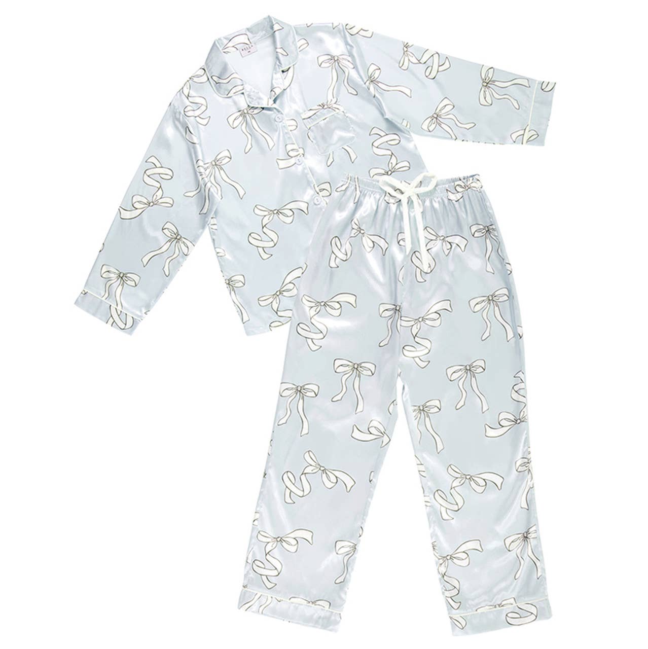 Long Sleeve PJ Set - Blue Bow: SM