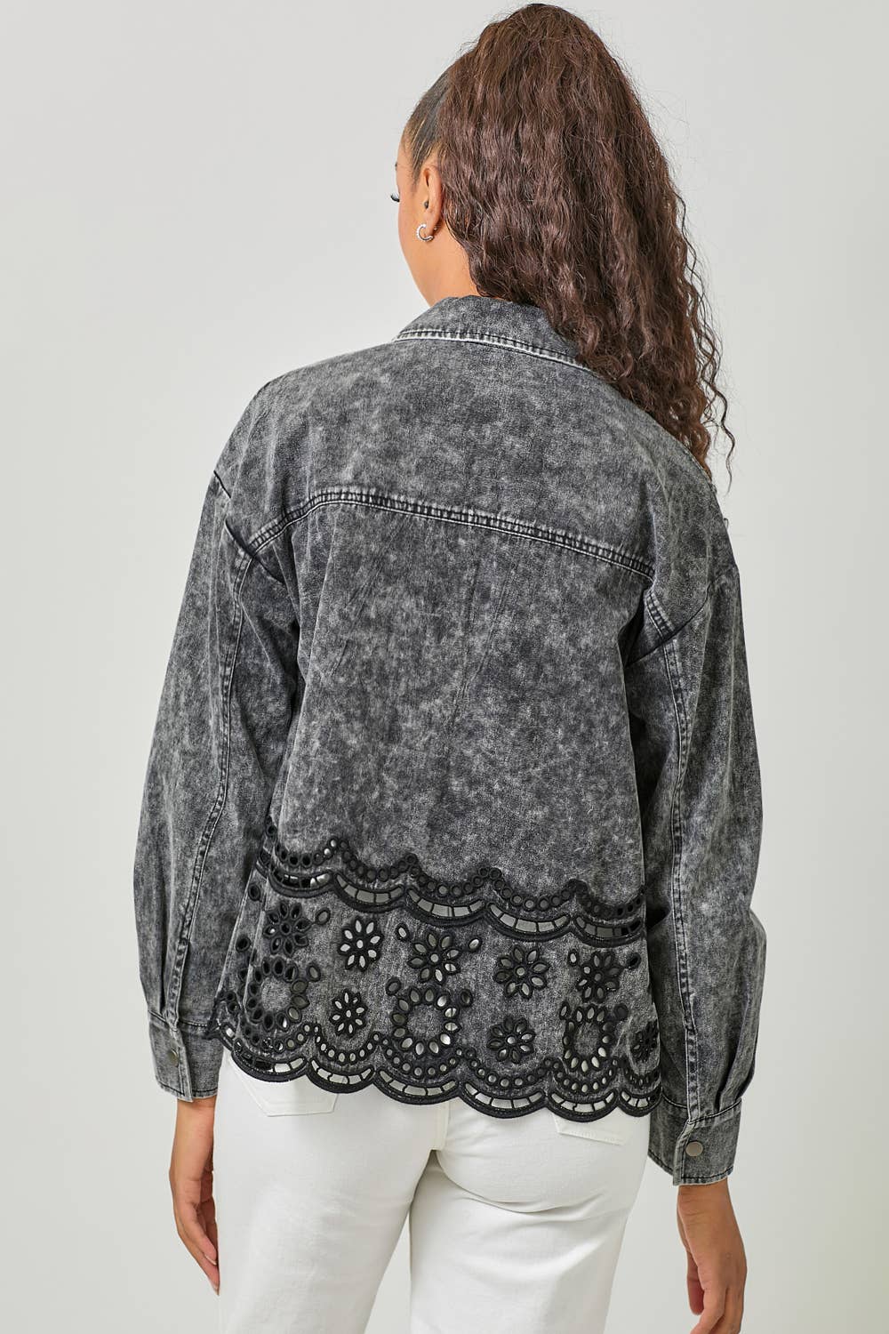 60962 Eyelet Punching Detail Jacket: Washed Grapefruit / Large