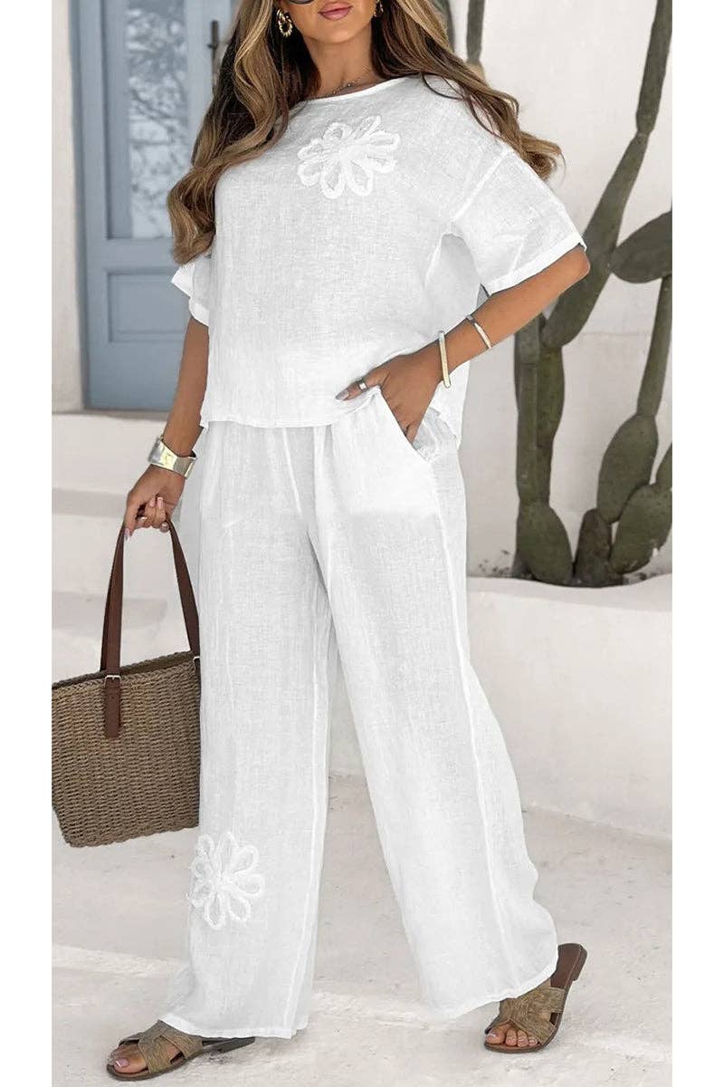Floral Relaxed Two-Piece Set: BLUE / S