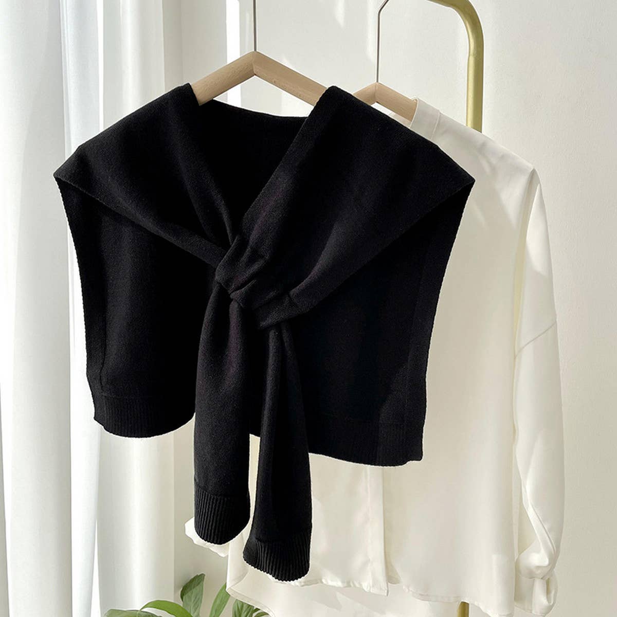 Solid Color Knitted Knotted Shawl–Casual & Cozy _CWASC0757: Pink / (OS) 2
