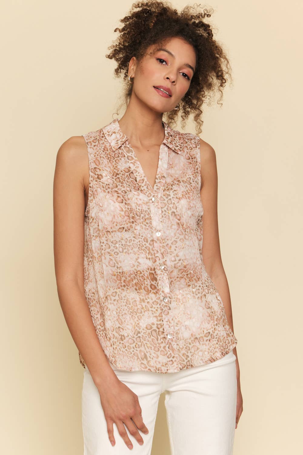 Button Down Sleeveless Shirt