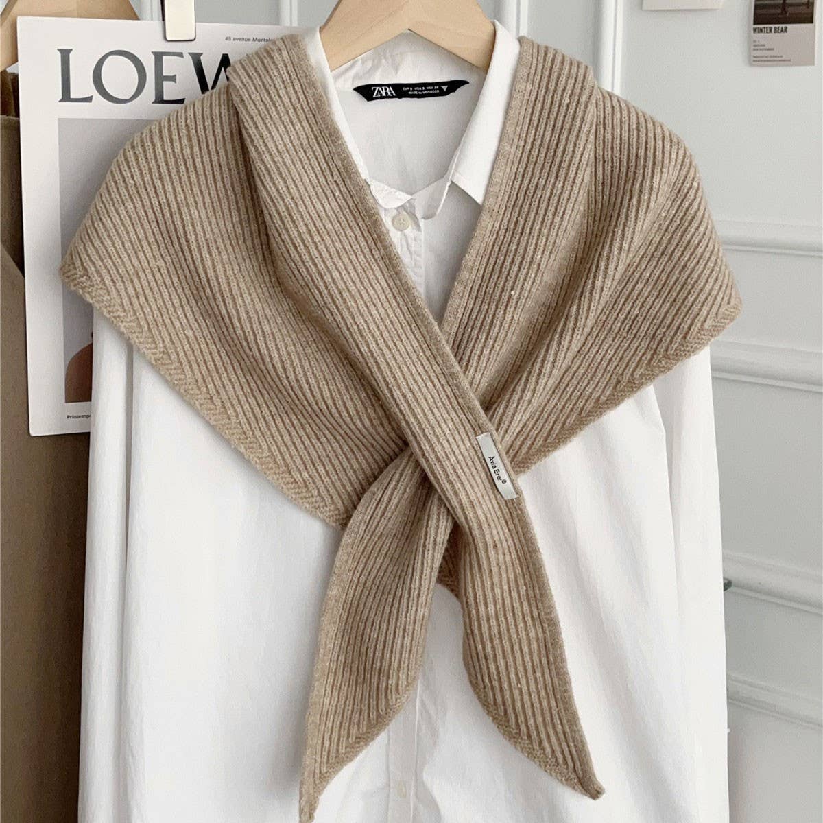 Solid Cross Triangle Shawl Casual Wrap_CWOV00265: BLUE / (OS) 1