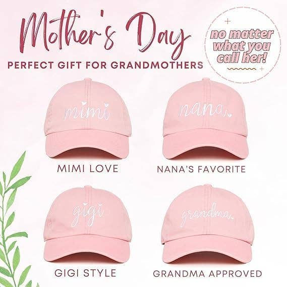 Embroidered Low Profile Baseball Cap - Nana - Pink