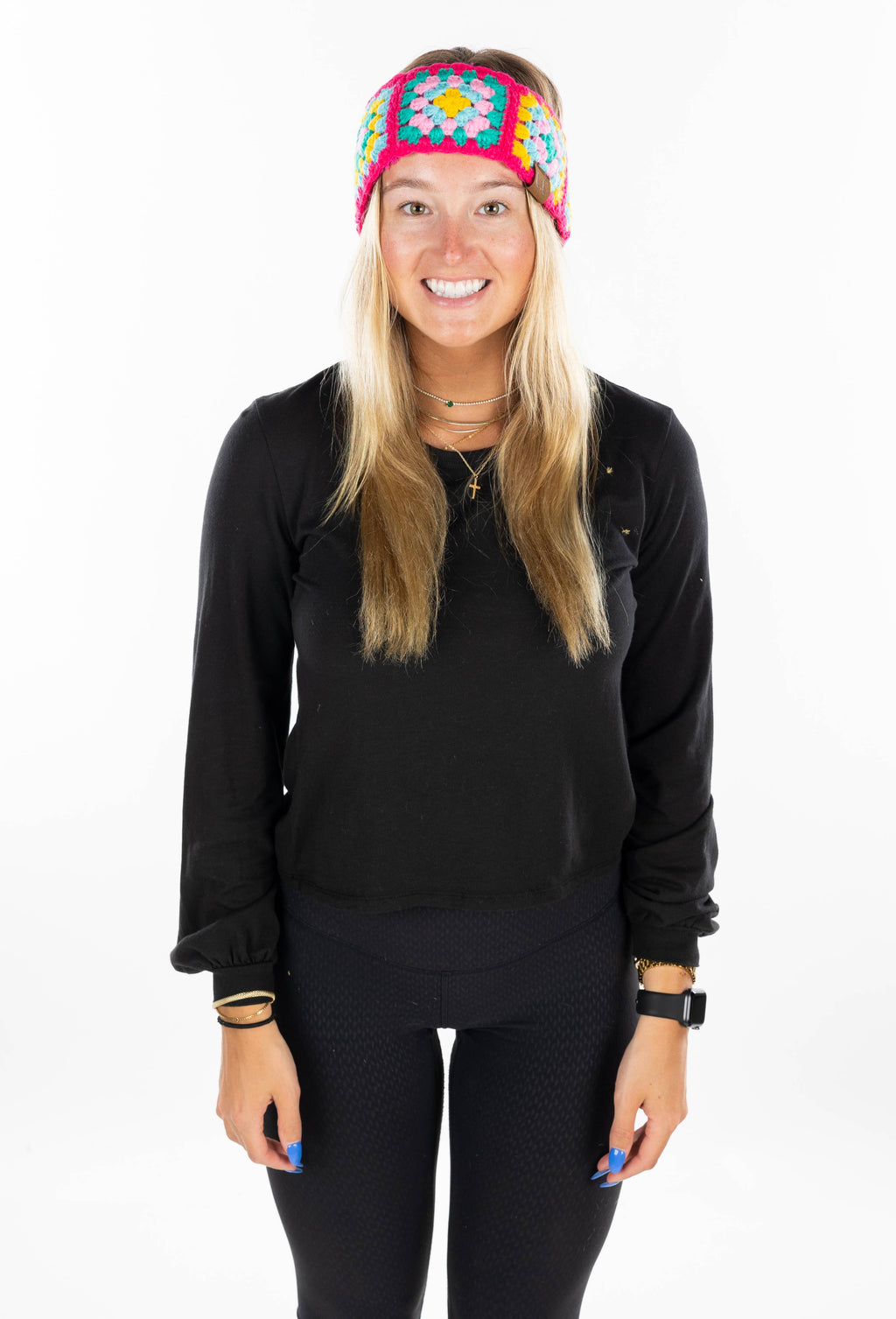 Multi-Color Crochet Headwrap - Hot Pink