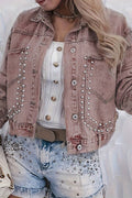 Studded Denim Jacket with Button Accents
