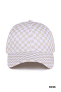 Checkered Pattern Baseball Cap: BEIGE / 1(ONE SIZE)