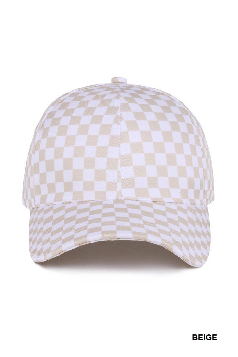 Checkered Pattern Baseball Cap: LT ROSE / 1(ONE SIZE)