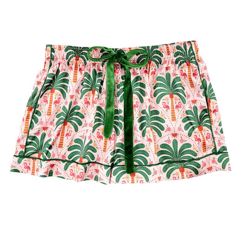 PJ Set with Velvet Tie - Pink + Palm Beach: Extra Large